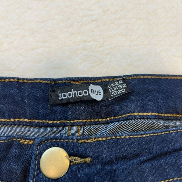 boohoo Blue Womens Jeans Plus High Waist Skinny Jeans Boo Hoo Dark Blue Sz 20 - Picture 5 of 10